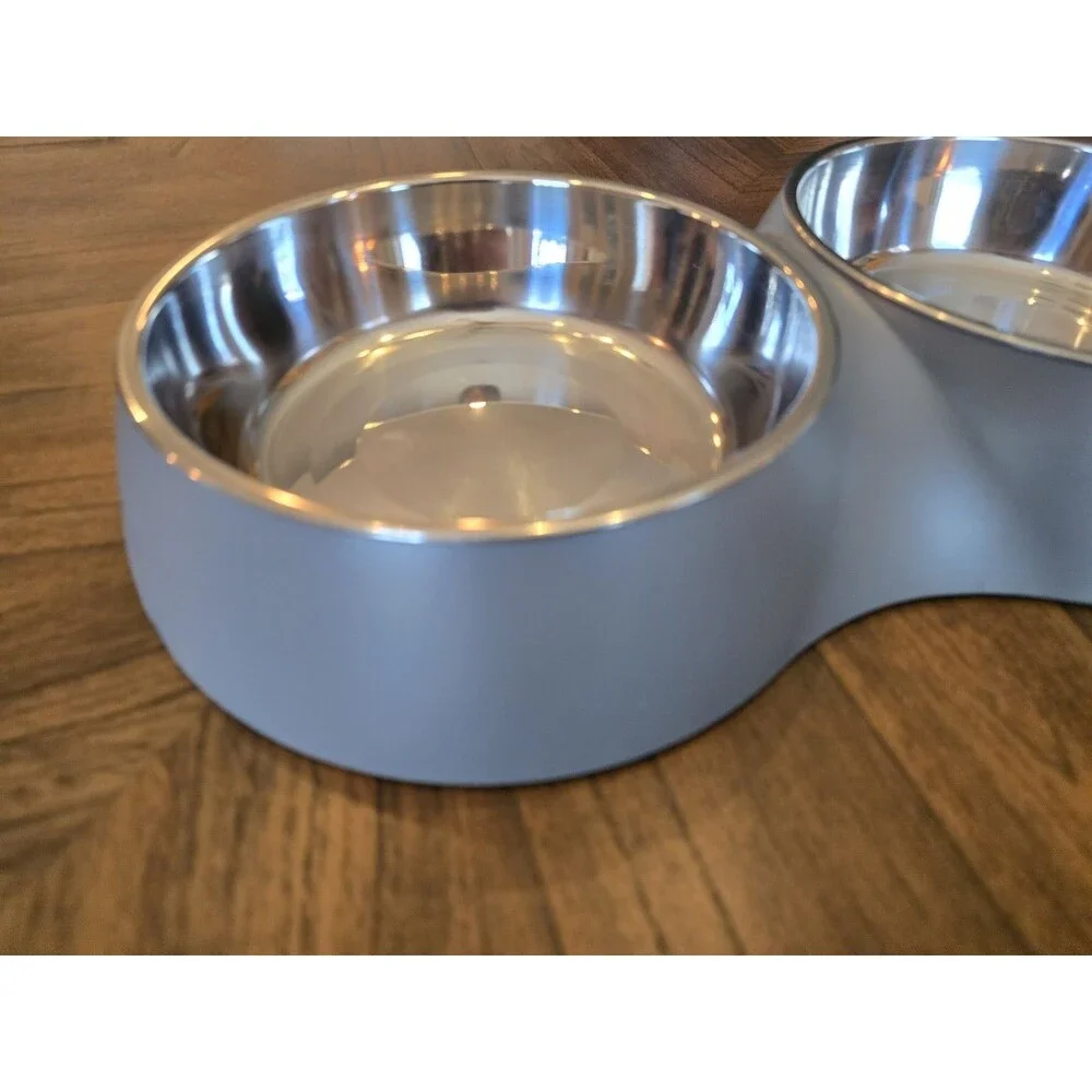 Heavy Duty Double Dog Bowl Feeder Large XL Removable Stainless Steel NWOT